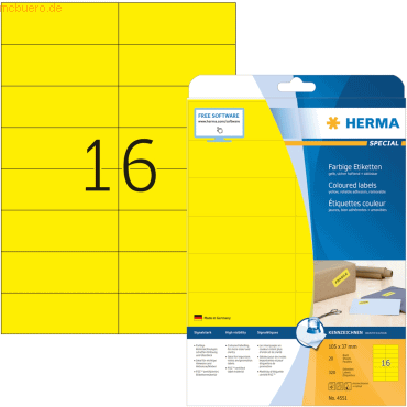 Herma Etiketten 105x37 mm gelb ablösbar Papier matt VE= 320 Stück von Herma