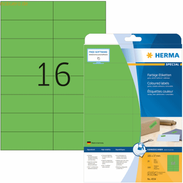 Herma Etiketten 105x37 mm grün ablösbar Papier matt VE= 320 Stück Herma Etiketten 105x37 mm grün ablösbar Papier matt VE= 320 Stück von Herma