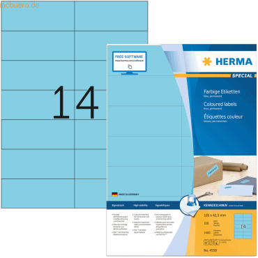 Herma Etiketten 105x42,3 mm blau Papier matt VE= 1400 Stück von Herma