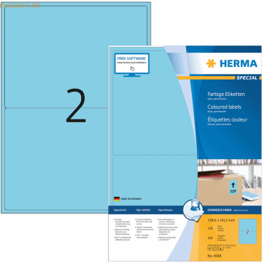 Herma Etiketten 199,6x143,5 mm blau Papier matt VE= 200 Stück Herma Etiketten 199,6x143,5 mm blau Papier matt VE= 200 Stück von Herma
