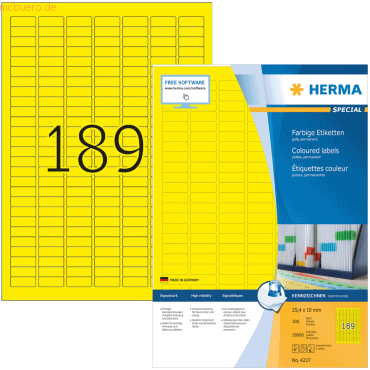 Herma Etiketten 25,4x10 mm gelb Papier matt VE= 18900 Stück von Herma