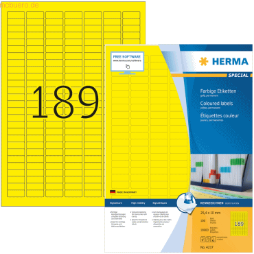 Herma Etiketten 25,4x10 mm gelb Papier matt VE= 18900 Stück Herma Etiketten 25,4x10 mm gelb Papier matt VE= 18900 Stück von Herma
