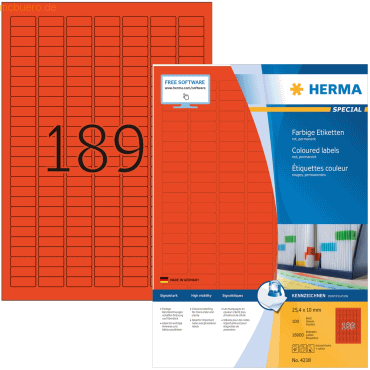Herma Etiketten 25,4x10 mm rot Papier matt VE= 18900 Stück von Herma