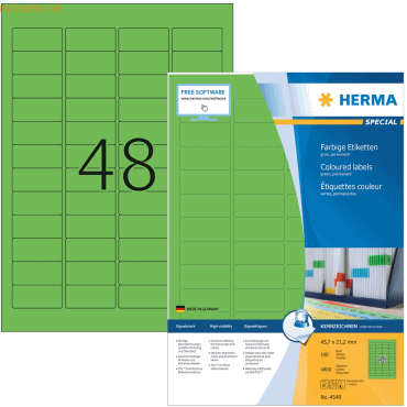 Herma Etiketten 45,7x21,2 mm grün Papier matt VE= 4800 Stück Herma Etiketten 45,7x21,2 mm grün Papier matt VE= 4800 Stück von Herma