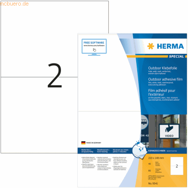 Herma Etiketten Outdoor-Klebefolie 210x148 mm weiß extrem stark haften von Herma