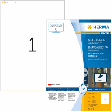 Herma Etiketten Outdoor-Klebefolie 210x297 mm weiß extrem stark haften von Herma