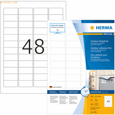 Herma Etiketten Outdoor-Klebefolie 45,7x21,2mm weiß extrem stark hafte von Herma
