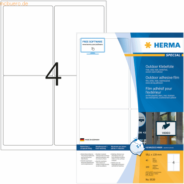 Herma Etiketten 99,1x139 mm weiß extrem stark haftend Folie matt wette Herma Etiketten 99,1x139 mm weiß extrem stark haftend Folie matt wette von Herma