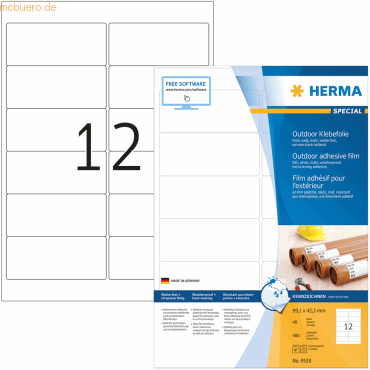 Herma Etiketten Outdoor-Klebefolie 99,1x42,3 mm weiß extrem stark haft von Herma