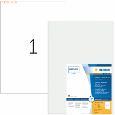 Herma Etiketten A3 297x420 mm weiß extrem stark haftend Folie matt wet Herma Etiketten A3 297x420 mm weiß extrem stark haftend Folie matt wet von Herma