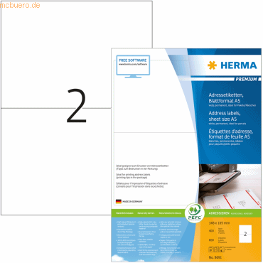 Herma Etiketten weiß 105x148mm Premium A5 VE=800 Stück Herma Etiketten weiß 105x148mm Premium A5 VE=800 Stück von Herma