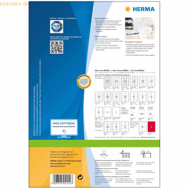Herma Etiketten weiß 38,1x21,2mm Premium A4 VE=6500 Stück von Herma