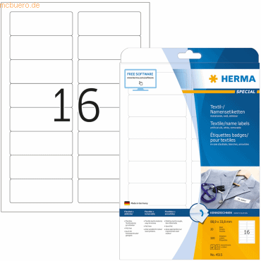 Herma Namens-/Textiletiketten 88,9x33,8 mm weiß ablösbar Acetatseide V Herma Namens-/Textiletiketten 88,9x33,8 mm weiß ablösbar Acetatseide V von Herma
