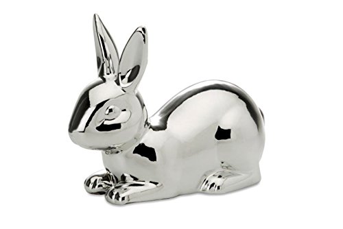 Osterdeko Hase liegend groß, Porzellan, versilbert anlaufgeschützt silber glänzend von Hermann Bauer jun. Kollektion