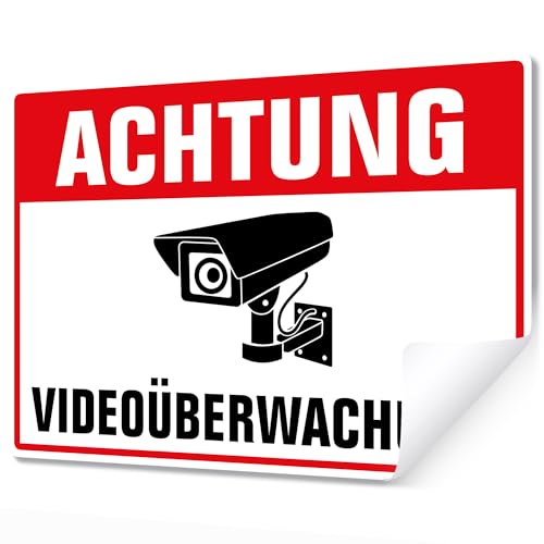5x Aufkleber Videoüberwachung Außen - A6 (14,8 x 10,5 cm) – Warnhinweis | Schild - Sticker - Hinweisschild - Warnschild - Achtung Videoüberwachung für Fenster und Türen, weis (Weiß, 5 Stück) von HermannPartner