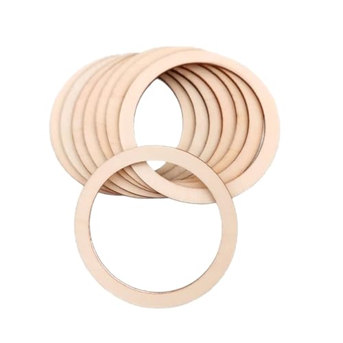 Hermosiey 100 Stück 6 cm Flache Unbehandelte Holzringe, Kreise zum Basteln, für Ringanhänger und Verbindungsstücke Zur Schmuckherstellung von Hermosiey
