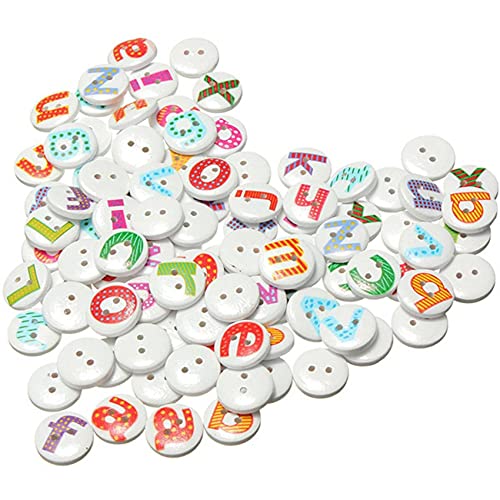 Hermosiey 100 Stueck gemischt bemalte Buchstaben Alphabet aus Naehen Taste Scrapbooking von Hermosiey