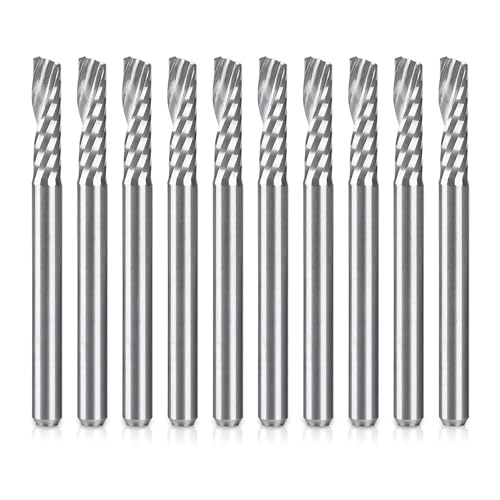 Hermosiey 10Er-Pack CNC-FräSer Bits 1/8 Schaft Spiral Upcut FräSer EinzelflöTen-SchaftfräSer Set FräSer Frischstahl Gravur Schnitzwerkzeuge Kit für MDF Acryl PVC Hermosiey 10Er-Pack CNC-FräSer Bits 1/8 Schaft Spiral Upcut FräSer EinzelflöTen-SchaftfräSer Set FräSer Frischstahl Gravur Schnitzwerkzeuge Kit für MDF Acryl PVC von Hermosiey