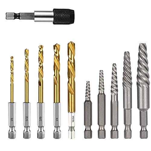 Hermosiey 11-Teiliges Easy-Out-Bolzenausdreher-Set, Rückwärtsbohrer-Ausdreher-Set zum Entfernen Abgebrochener Schrauben von Hermosiey