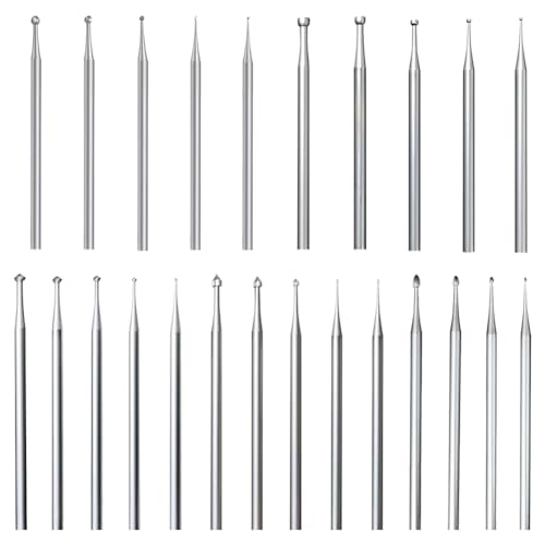 Hermosiey 24-Teiliges Fräserset mit 3/32-Schaft, Inklusive Kugelfräser, Steinfassungsbits, Rundfräser, 90º-Hartfräser und Knospenfräser-Sets von Hermosiey