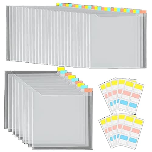 Hermosiey 36 Stück Papier-Organizer-Aufbewahrung mit 60 Stück Selbstklebenden Registerlaschen für Scrapbook-Papier im Format 12,6 X 13 von Hermosiey