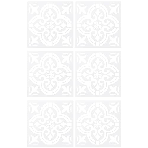 Hermosiey 6 StüCk DIY Malerei 30X30Cm Vintage Blumen Muster Schablonen Vorlage für Fliesen Wand Boden MöBel Malerei Dekorativ von Hermosiey