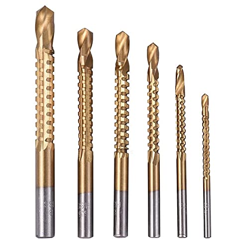 Hermosiey 6 StüCke Titanium Bohrer SäGen Bit Satz, HSS Gezackte Bit LöCher Bohren, 3 8Mm Schreiner BüGel SäGe Bohrer Satz Hermosiey 6 StüCke Titanium Bohrer SäGen Bit Satz, HSS Gezackte Bit LöCher Bohren, 3 8Mm Schreiner BüGel SäGe Bohrer Satz von Hermosiey