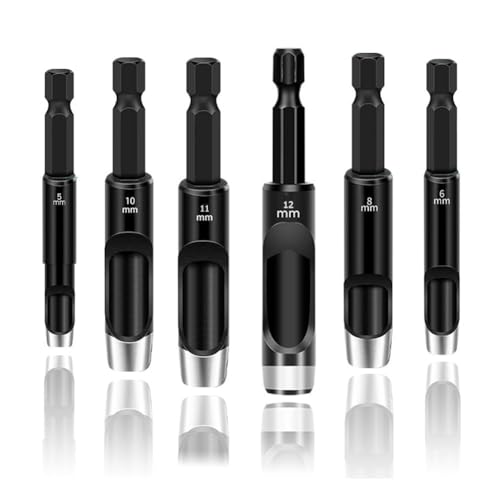 Hermosiey 6-Teiliges Hohlstanzer-Set, Bohrer-Bits – Leder-Lochstanzwerkzeug, Flexible Bohrerverlängerung, Sechskantgriff, Bohrer-Set-Kit Hermosiey 6-Teiliges Hohlstanzer-Set, Bohrer-Bits – Leder-Lochstanzwerkzeug, Flexible Bohrerverlängerung, Sechskantgriff, Bohrer-Set-Kit von Hermosiey
