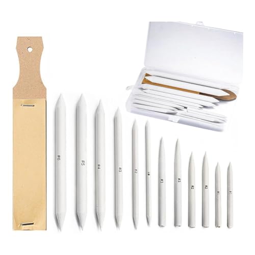 Hermosiey Mischstäbe, 13 Mischstäbe, Papiermixer und Schleifpapier-Bleistiftspitzer, Schattierstifte zum Skizzieren von Hermosiey