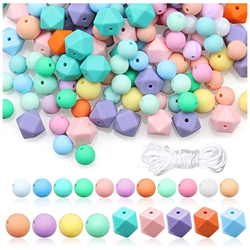 Hermosiey Silikonperlen, Lose Silikonperlen, Runde Gummiperlen für die Herstellung Von Schlüsselanhängern, Polygonal, für Selbstgemachte Halsketten, Armbänder, Schmuck Hermosiey Silikonperlen, Lose Silikonperlen, Runde Gummiperlen für die Herstellung Von Schlüsselanhängern, Polygonal, für Selbstgemachte Halsketten, Armbänder, Schmuck von Hermosiey