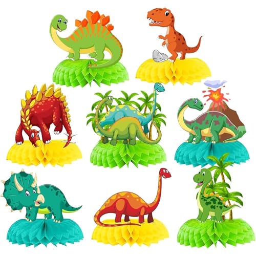 Geburtstagsdeko 8-teilig, Waben Dinosaurier Deko Kindergeburtstag Jungen- 8er-Set Dinosaurier Party Tischaufsätze - Bienenwabe Mittelstück - Dinosaurier Geburtstagsdeko 8-teilig, Waben Dinosaurier Deko Kindergeburtstag Jungen- 8er-Set Dinosaurier Party Tischaufsätze - Bienenwabe Mittelstück - Dinosaurier von Herr Ozean