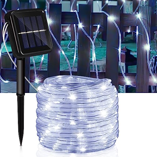 Herrselsam Solar LED Lichtschlauch 20m 200 LEDs Solar Lichterkette Außen IP65 Wasserdicht LED Schlauch Kaltesweiß 8 Modi Lichterkette für Garten Baum Party von Herrselsam