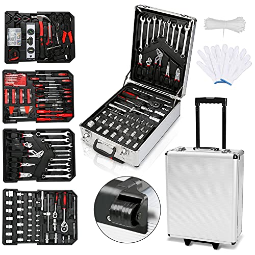Herrselsam Werkzeugkoffer 1031-teilig, Werkzeugset für den Haushalt, Werkzeugkasten Werkzeugkiste, Abschließbare Werkzeugtasche, Werkzeug-Trolley mit Rollen, Werkzeugkoffer Trolley mit 4 Ebenen Herrselsam Werkzeugkoffer 1031-teilig, Werkzeugset für den Haushalt, Werkzeugkasten Werkzeugkiste, Abschließbare Werkzeugtasche, Werkzeug-Trolley mit Rollen, Werkzeugkoffer Trolley mit 4 Ebenen von Herrselsam