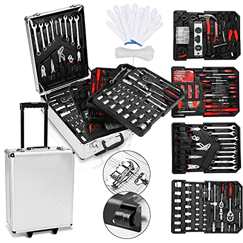 Herrselsam Werkzeugkoffer 1031-teilig, Werkzeugset für den Haushalt, Werkzeugkasten Werkzeugkiste, Abschließbare Werkzeugtasche, Werkzeugkoffer Trolley mit 4 Ebenen, Werkzeug-Trolley mit Rollen Herrselsam Werkzeugkoffer 1031-teilig, Werkzeugset für den Haushalt, Werkzeugkasten Werkzeugkiste, Abschließbare Werkzeugtasche, Werkzeugkoffer Trolley mit 4 Ebenen, Werkzeug-Trolley mit Rollen von Herrselsam