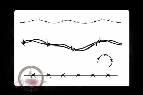 Herterich Products Airbrush Schablone Stacheldraht | Graffiti & Tattoo Stencil | Wiederverwendbar & Lösungsmittelresistent | Mylar 0,1-0,2 cm | Für Sprays, Acryl & Airbrush von Herterich Products