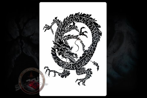 Herterich Products Airbrush Schablone für Drachen Asia Dragon - Tattoo und Graffiti Stencil Vorlage von Herterich Products
