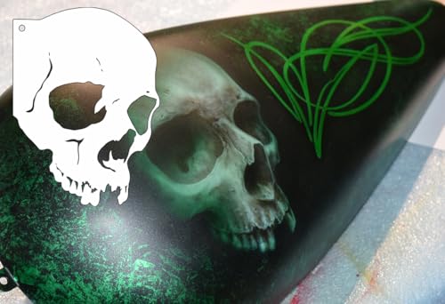 Herterich Products Airbrush Schablone für Totenkopf | Totenkopf Stencil | Lasergeschnittene Präzision | Wiederverwendbar und Lösemittelresistent | 14,5x12,3cm von Herterich Products