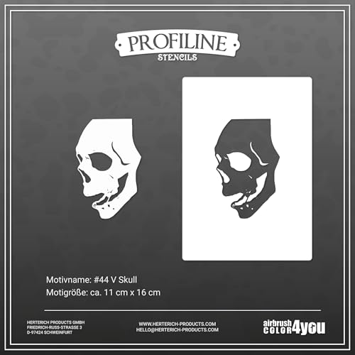 Herterich Products Airbrush Schablone für Totenkopf | Totenkopf Stencil | Lasergeschnittene Präzision | Wiederverwendbar und Lösemittelresistent | 26,5x17cm Herterich Products Airbrush Schablone für Totenkopf | Totenkopf Stencil | Lasergeschnittene Präzision | Wiederverwendbar und Lösemittelresistent | 26,5x17cm von Herterich Products
