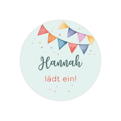 Herz & Heim® 24 personalisierte Aufkleber als Siegel für Einladungen zum Geburtstag – Ø 40 mm Siegelsticker mit eigenem Text – Einladungssiegel für Kindergeburtstag – Schwarz oder Türkis (Türkis) von Herz & Heim