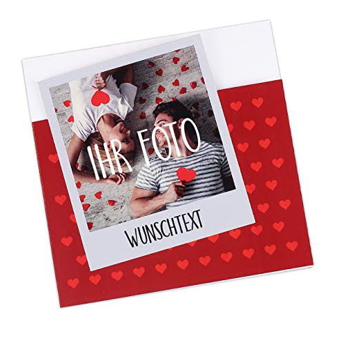 Herz & Heim® Klappkarte mit Foto und Wunschtext für Liebende zum Valentinstag oder Hochzeit von Herz & Heim