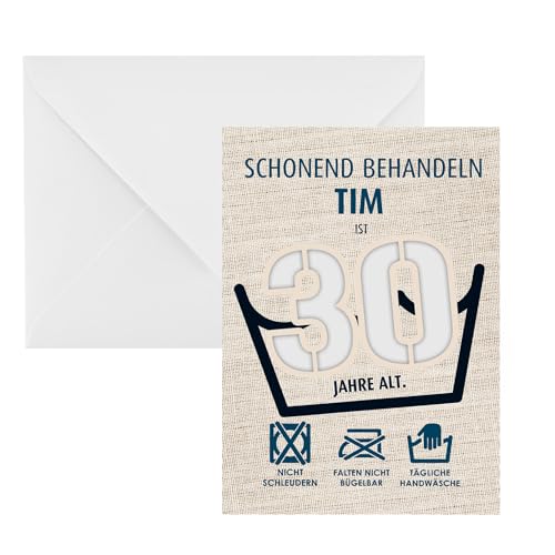 Herz & Heim® Lustige Geldgeschenkkarte zum Geburtstag personalisiert mit Name – Motivauswahl 30 bis 90 Jahre – Geburtstagskarte mit Alter – Witzige Klappkarte für Geldgeschenke (30. Geburtstag) von Herz & Heim