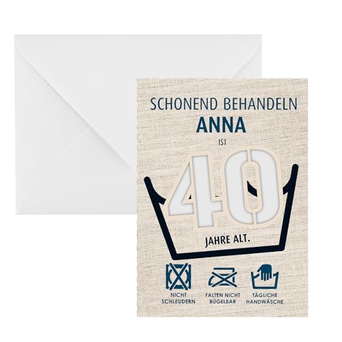 Herz & Heim® Lustige Geldgeschenkkarte zum Geburtstag personalisiert mit Name – Motivauswahl 30 bis 90 Jahre – Geburtstagskarte mit Alter – Witzige Klappkarte für Geldgeschenke (40. Geburtstag) von Herz & Heim