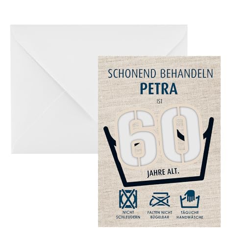 Herz & Heim® Lustige Geldgeschenkkarte zum Geburtstag personalisiert mit Name – Motivauswahl 30 bis 90 Jahre – Geburtstagskarte mit Alter – Witzige Klappkarte für Geldgeschenke (60. Geburtstag) von Herz & Heim
