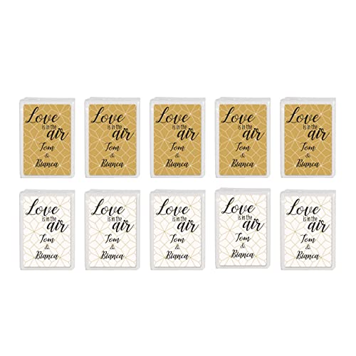 Herz & Heim® Taschentücher 10 x 10 in personalisierter Packung zur Hochzeit, verschiedene Motive Love is in the air von Herz & Heim