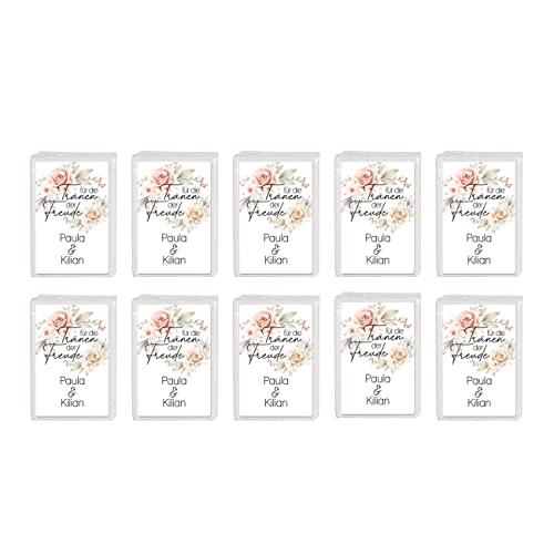 Herz & Heim® Taschentücher 10 x 10 in personalisierter Packung zur Hochzeit, verschiedene Motive Tränen der Freude von Herz & Heim