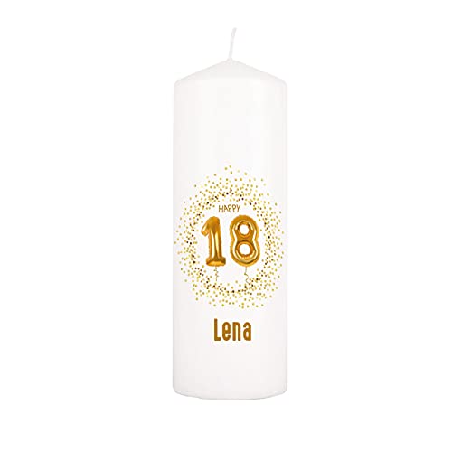 Herz & Heim® personalisierte Geburtstagskerze zum runden Geburtstag mit Wunschnamen 18. Geburtstag von Herz & Heim