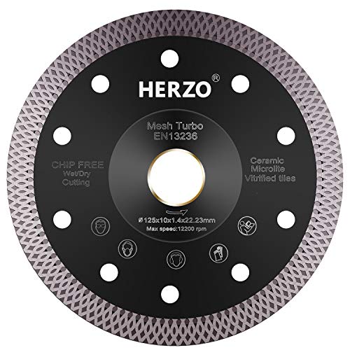 HERZO Diamant Trennscheibe 125mm für Fliesenscheibe,Trennscheibe Extra Dünne, Trennen und Schneiden für Keramik, Naturstein, Fliesen Marmor von HERZO