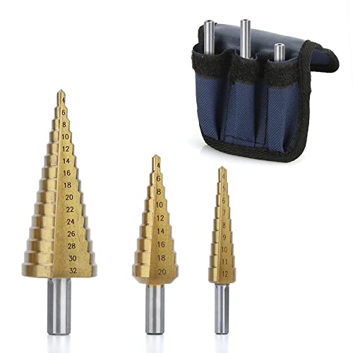 3 Stück HSS Stufenbohrer Set Hex Shank Stufenbohrer Konusbohrer Metallbohrer Bohrer Satz 4-12mm/4-20mm/4-32mm 3 Stück HSS Stufenbohrer Set Hex Shank Stufenbohrer Konusbohrer Metallbohrer Bohrer Satz 4-12mm/4-20mm/4-32mm von Heshebuy