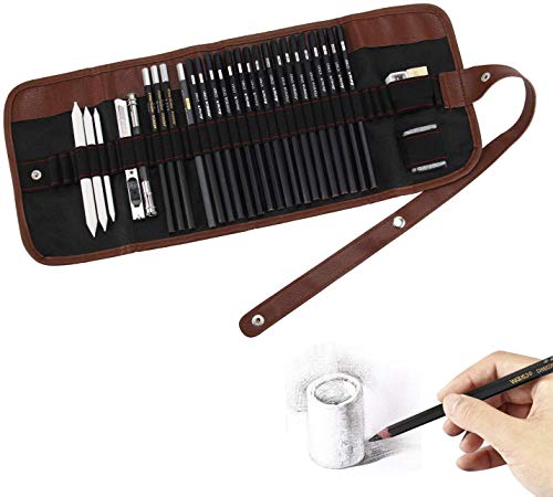 Heshengping Skizze Bleistift Set, 30 Stück Zeichnen Kit Mit Kohlestifte, Ideales Künstler Art Set Für Leinwand-Bleistiftbeutel Und Zubehör, Für Erwachsene, Kinder, Anfänger Und Künstler Heshengping Skizze Bleistift Set, 30 Stück Zeichnen Kit Mit Kohlestifte, Ideales Künstler Art Set Für Leinwand-Bleistiftbeutel Und Zubehör, Für Erwachsene, Kinder, Anfänger Und Künstler von Heshengping