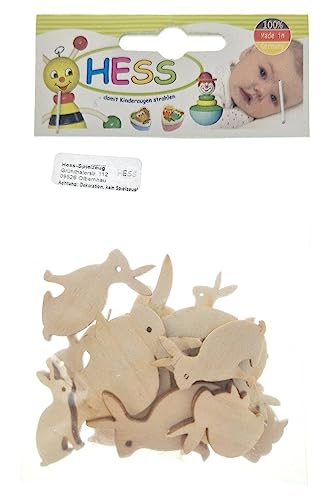Hess Holzspielzeug 25114 - Streudeko oder Tischdekoration aus Holz, Motiv "Hasen", 15 g im Beutel, ca. 2-4 cm, zum Verzieren, Basteln oder Bemalen von Hess Spielzeug